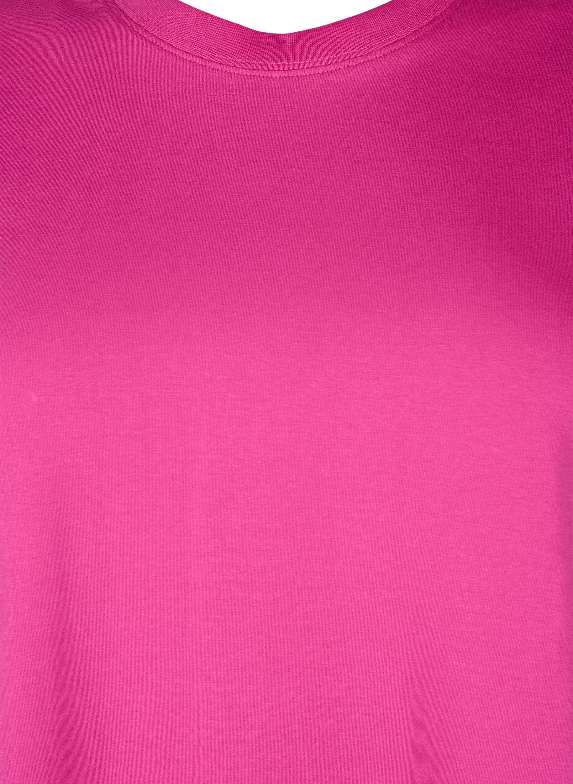 Zizzi T-shirt en coton biologique avec col rond, Raspberry Rose, Packshot image number 2