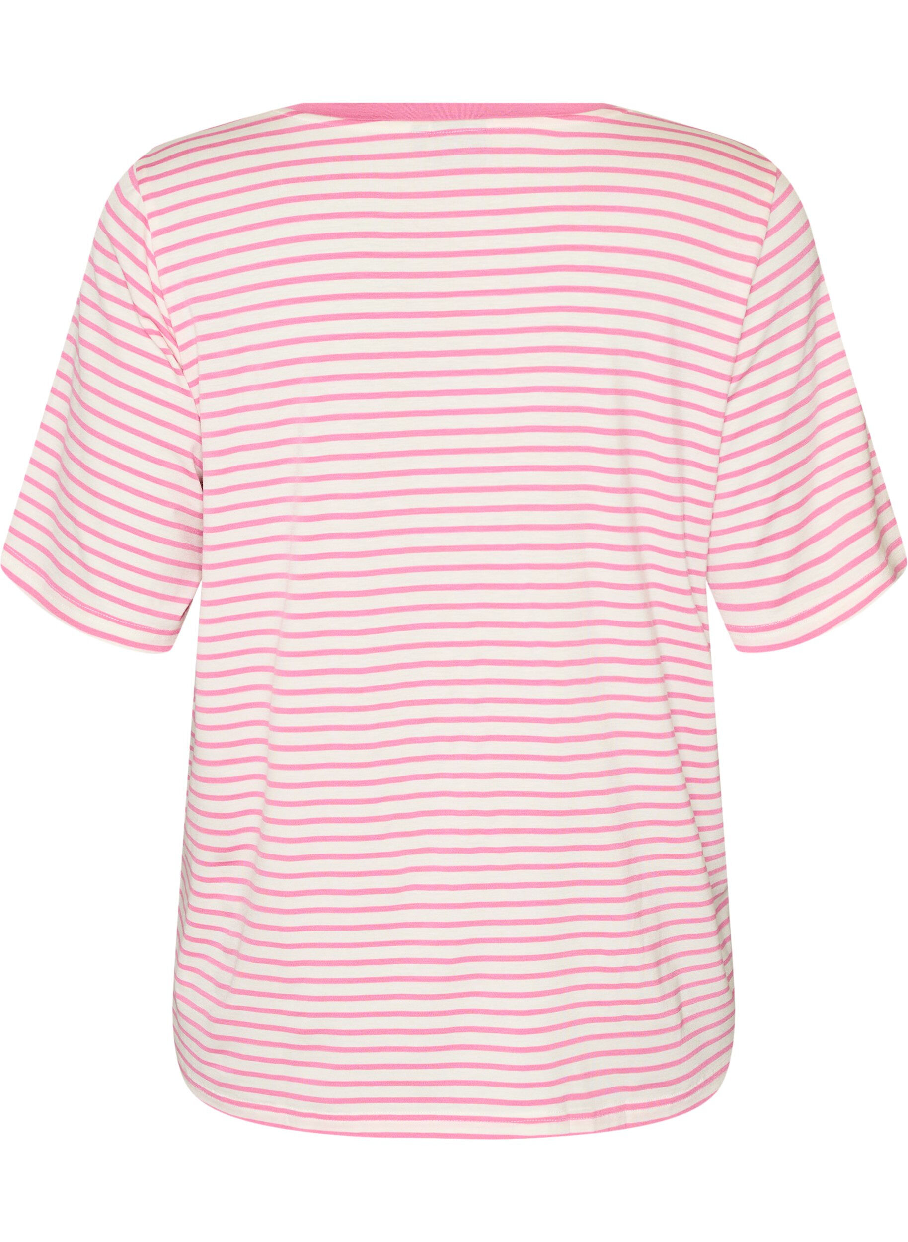 ZizziT-shirt en TENCEL&trade; Lyocell &agrave; rayures, Rose, Packshot image number 1