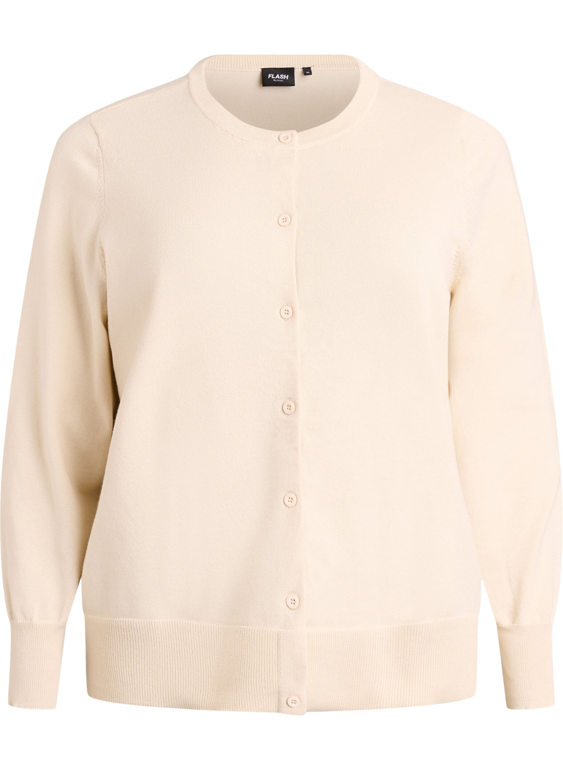 ZizziCardigan en maille fine avec col rond, Beige, Packshot image number 0