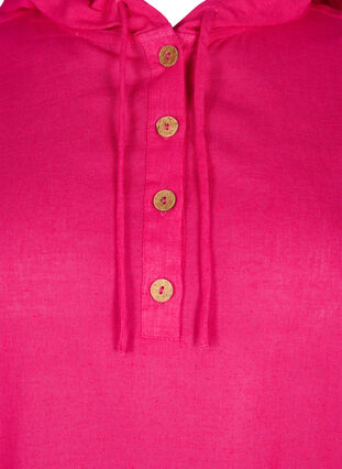 Tunique à capuche en coton et lin, Bright Rose, Packshot image number 2
