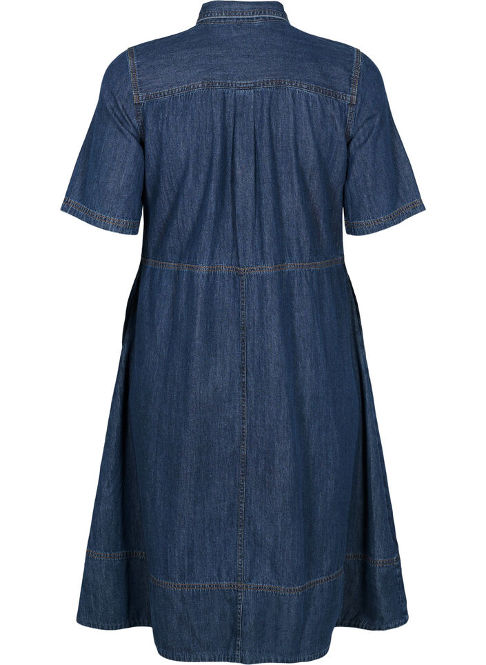 Robe chemise en denim à manches courtes, Bleu, Packshot image number 1