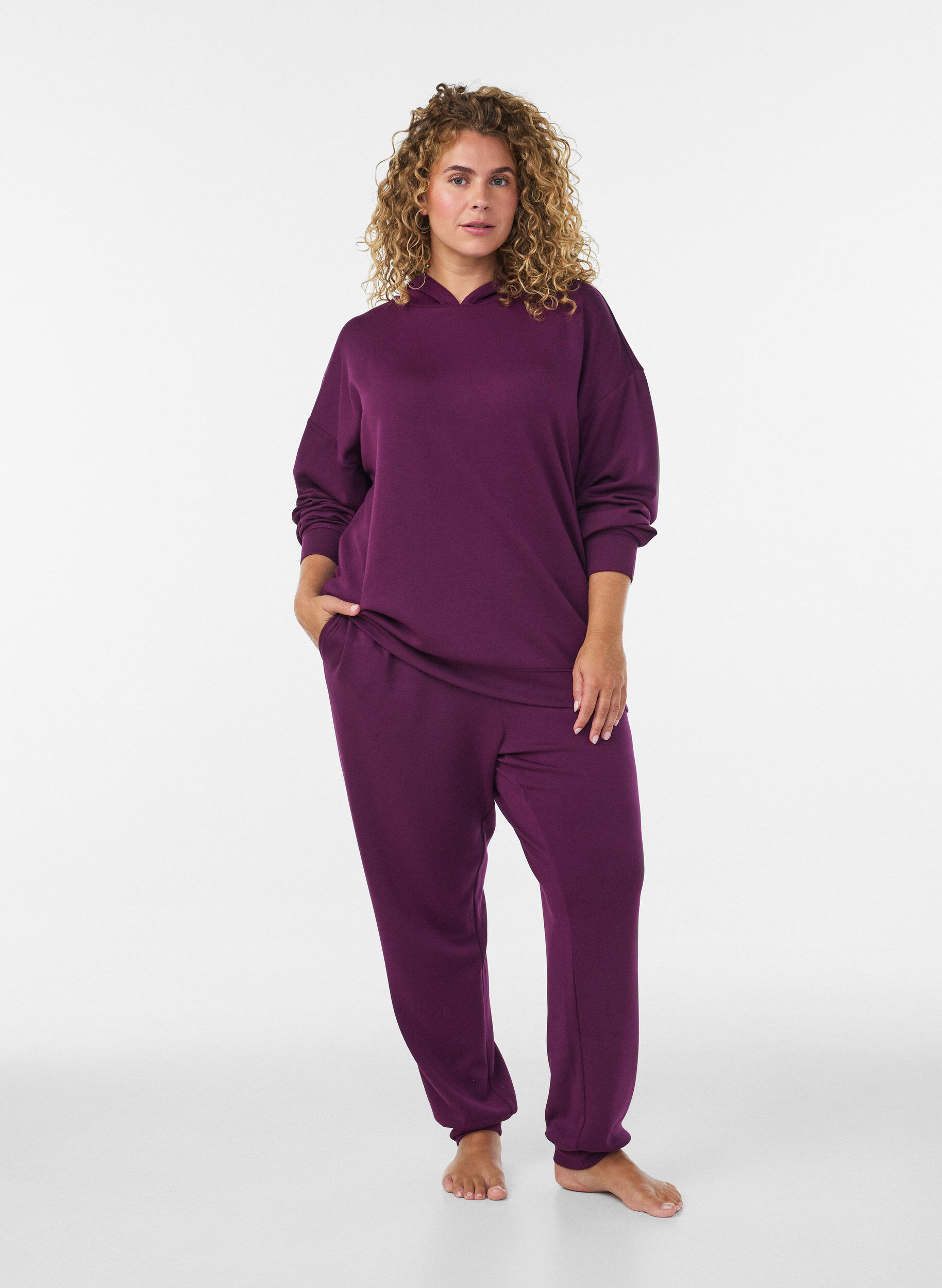 ZizziSweat &agrave; capuche en jersey, Violet, Model image number 1