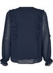Blouse transparente avec volants et liens &agrave; nouer, Bleu, Packshot image number 1
