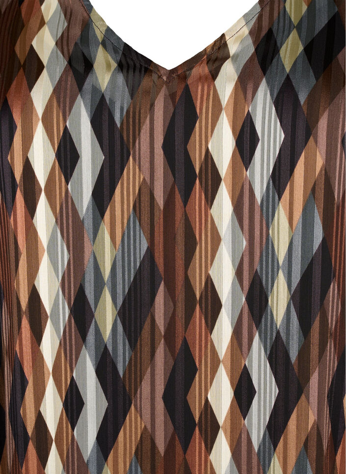 Robes à manches longues avec encolure en V et imprimé, Earthy Zig Zag, Packshot image number 2