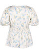 Chemisier en satin floral avec manches bouffantes, Off White Blue Fl., Packshot image number 1