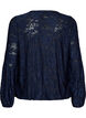 Blouse transparente avec texture florale et manches longues, Bleu, Packshot image number 1
