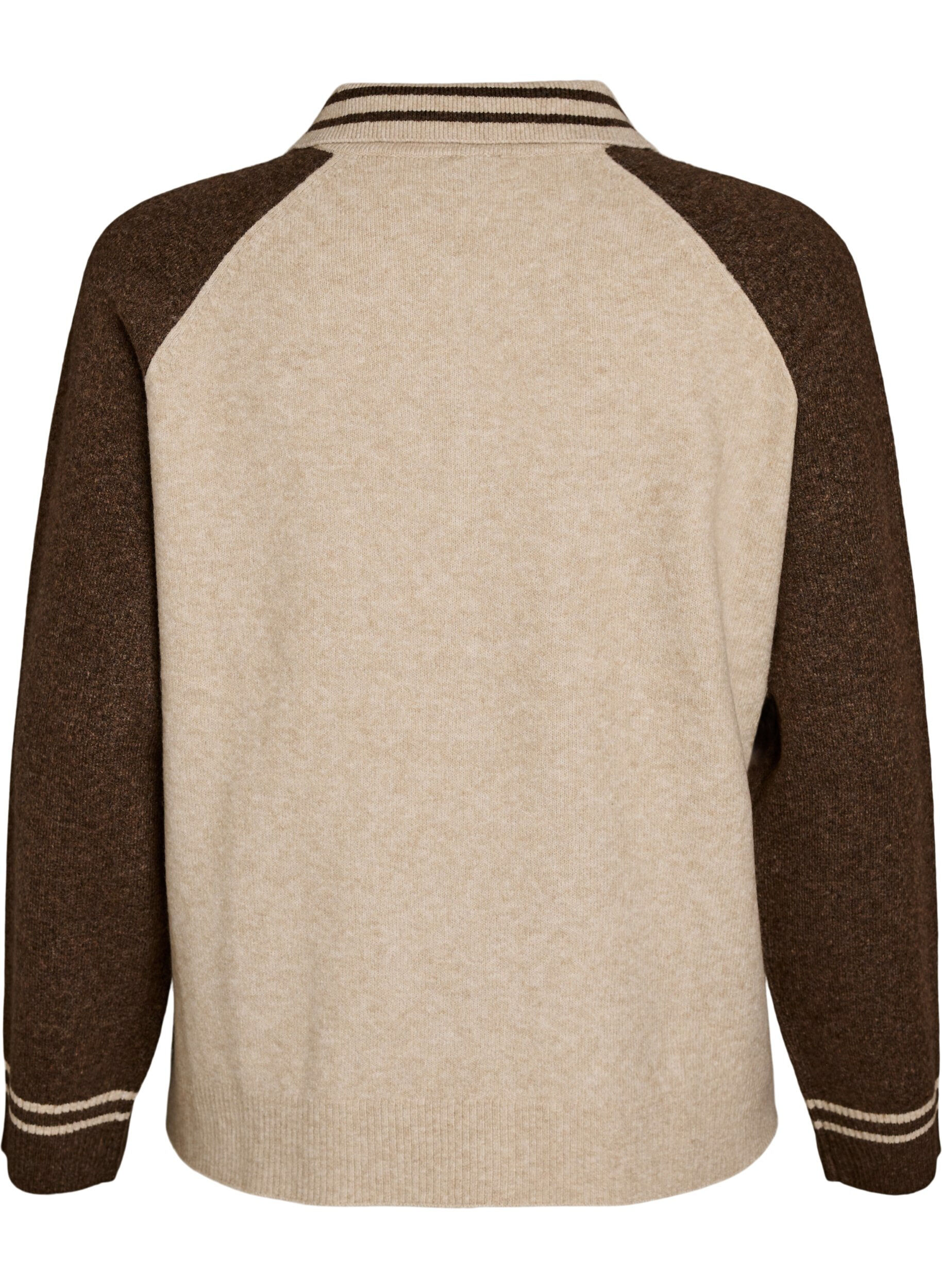 ZizziCardigan avec manches et col contrastants, Beige, Packshot image number 1