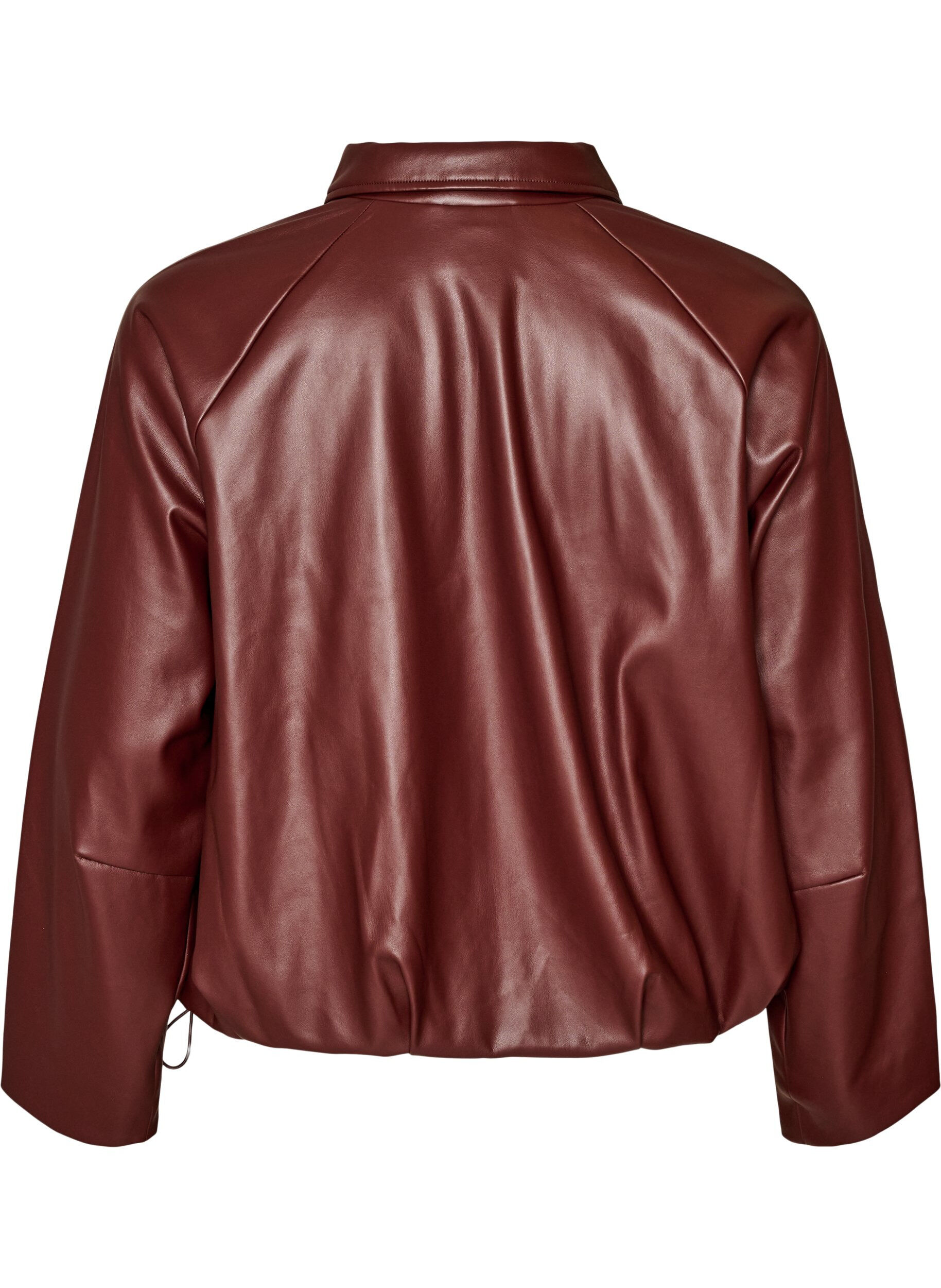 ZizziBomber en similicuir avec ourlet &agrave; cordon de serrage, Marron, Packshot image number 1