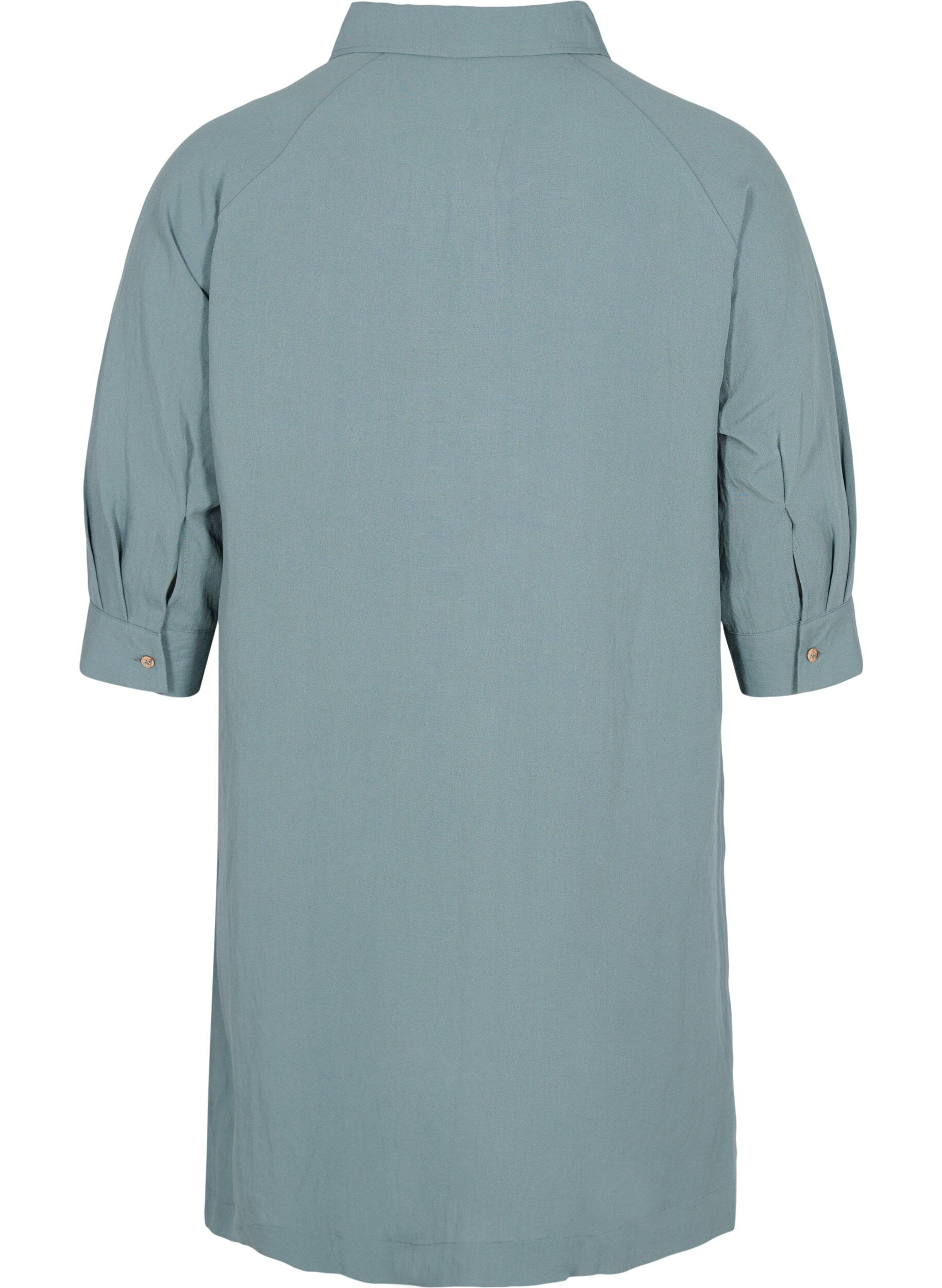 Zizzi Chemise longue en viscose avec poches et manches 3/4, Balsam Green, Packshot image number 1