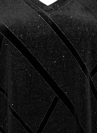 Blouse en velours scintillante avec manches 3/4, Black, Packshot image number 2