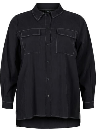 Chemise avec coutures contrastées, Black, Packshot image number 0