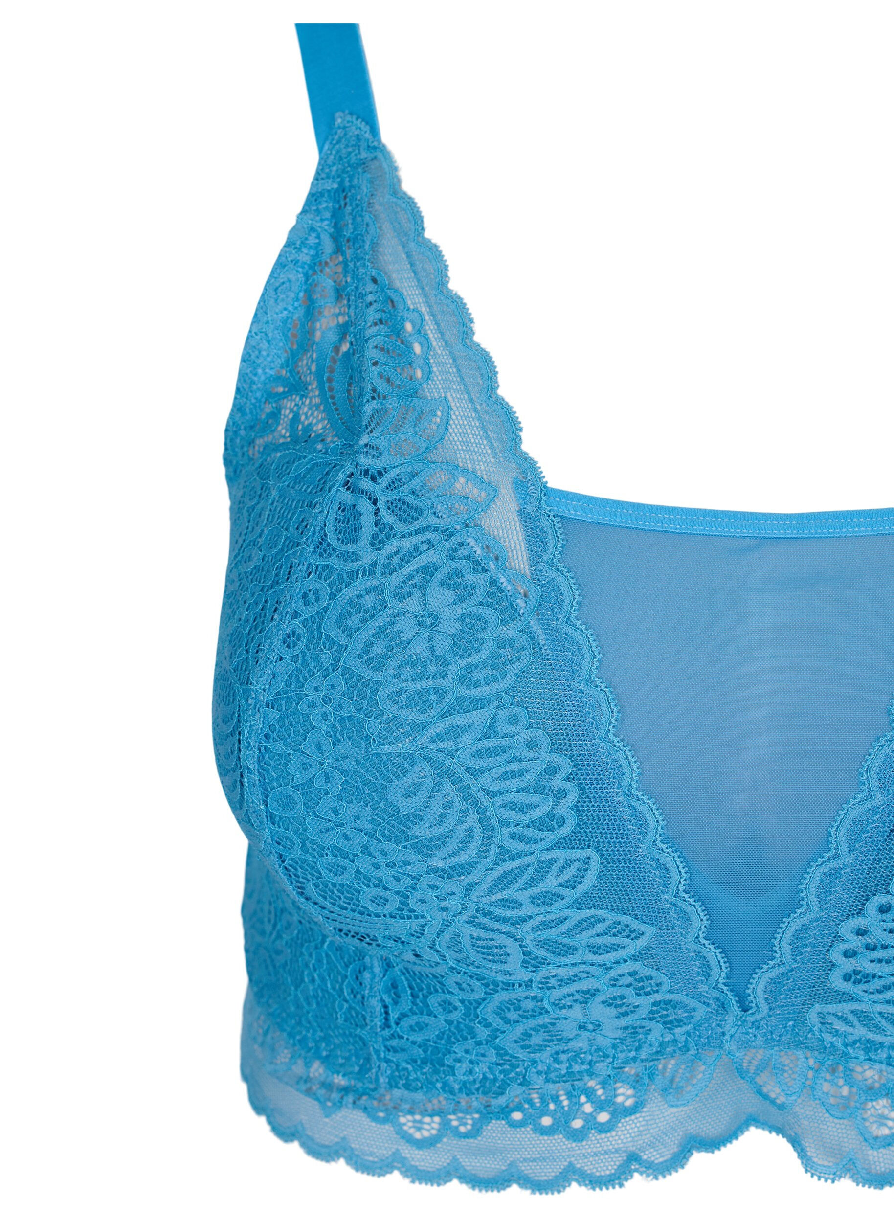 Zizzi Soutien-gorge avec dentelle et rembourrage doux, Bleu, Packshot image number 2