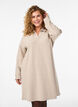 Robe mi-longue en jersey avec un col en V, Beige, Model image number 1