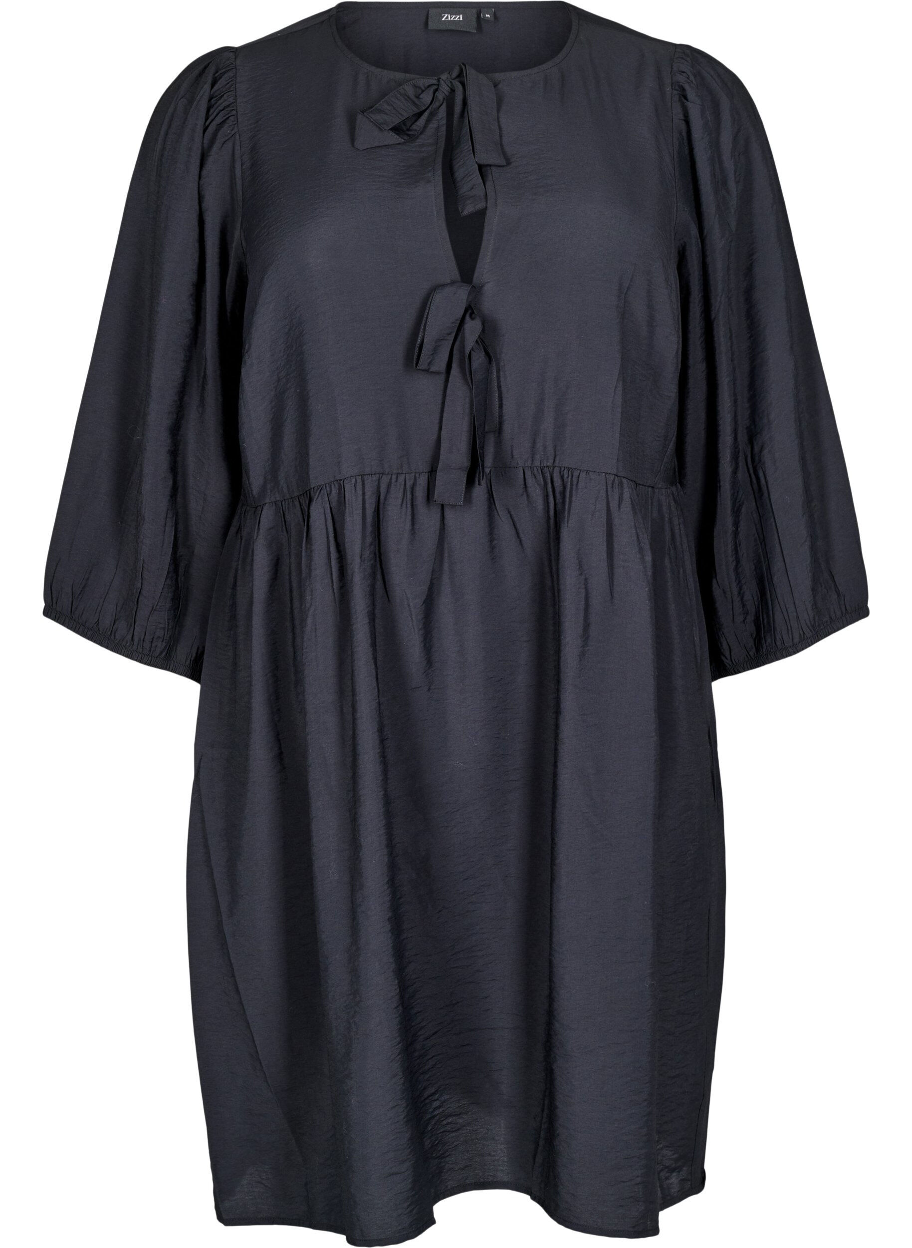 Zizzi Robe avec d&eacute;coration n&oelig;uds et manches 3/4, Black, Packshot image number 0