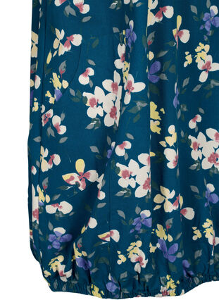 Robe en coton à manches courtes avec imprimé floral, Legion Blue AOP, Packshot image number 3