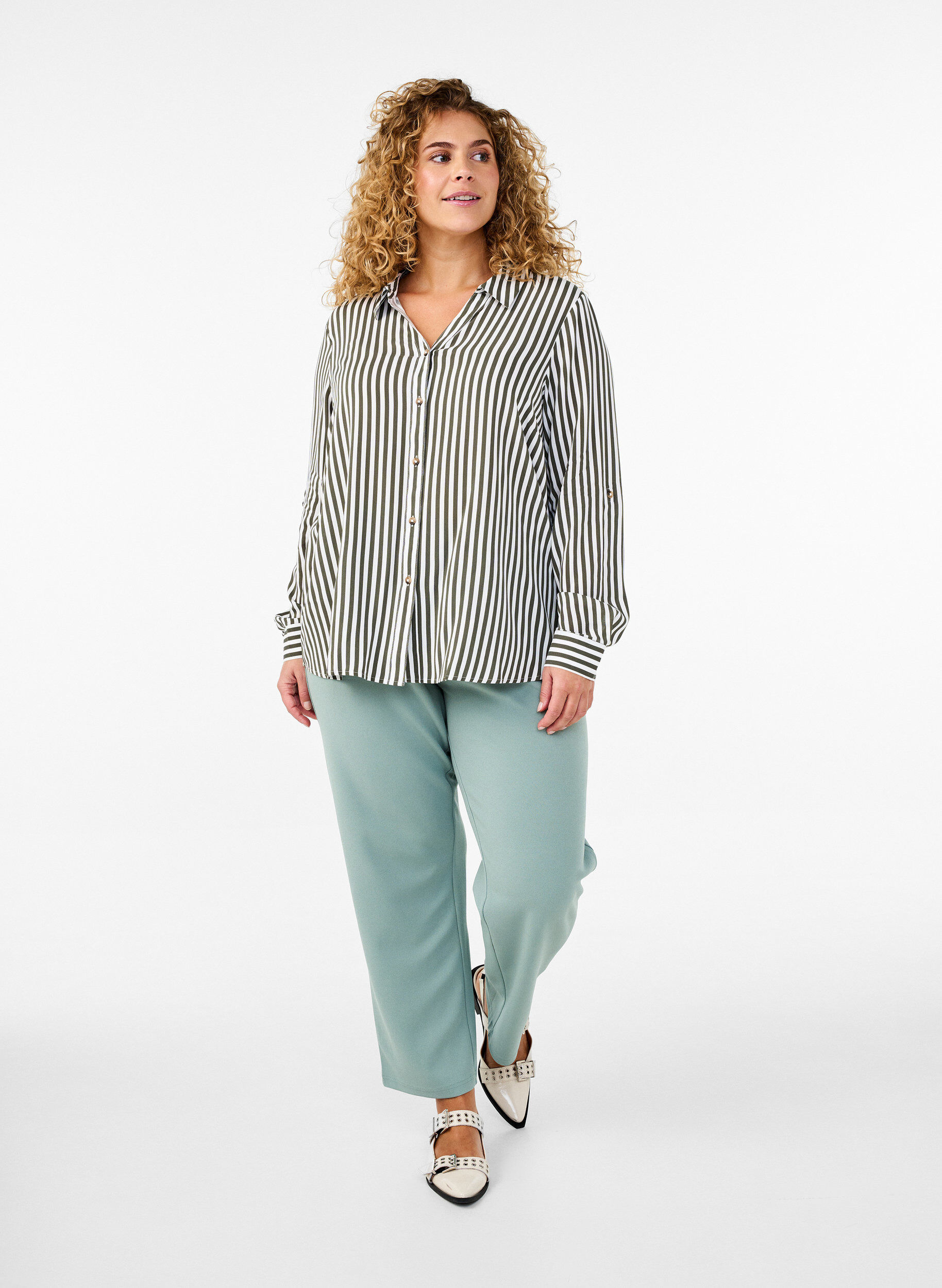 ZizziPantalon &agrave; coupe droite, Vert, Model image number 0