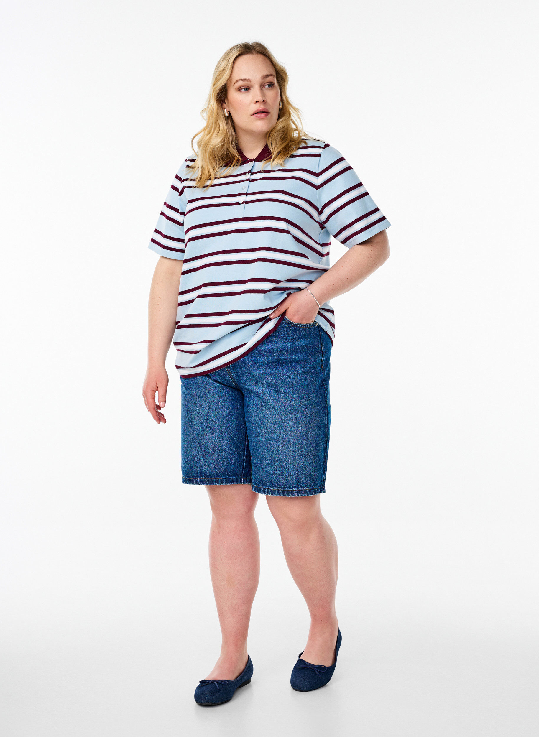 Zizzi Polo &agrave; manches courtes, Bleu Clair, Model image number 1