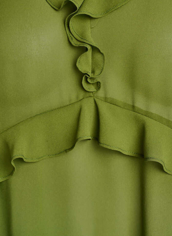Robe l&eacute;g&egrave;re avec volants et col en V, Vert, Packshot image number 2