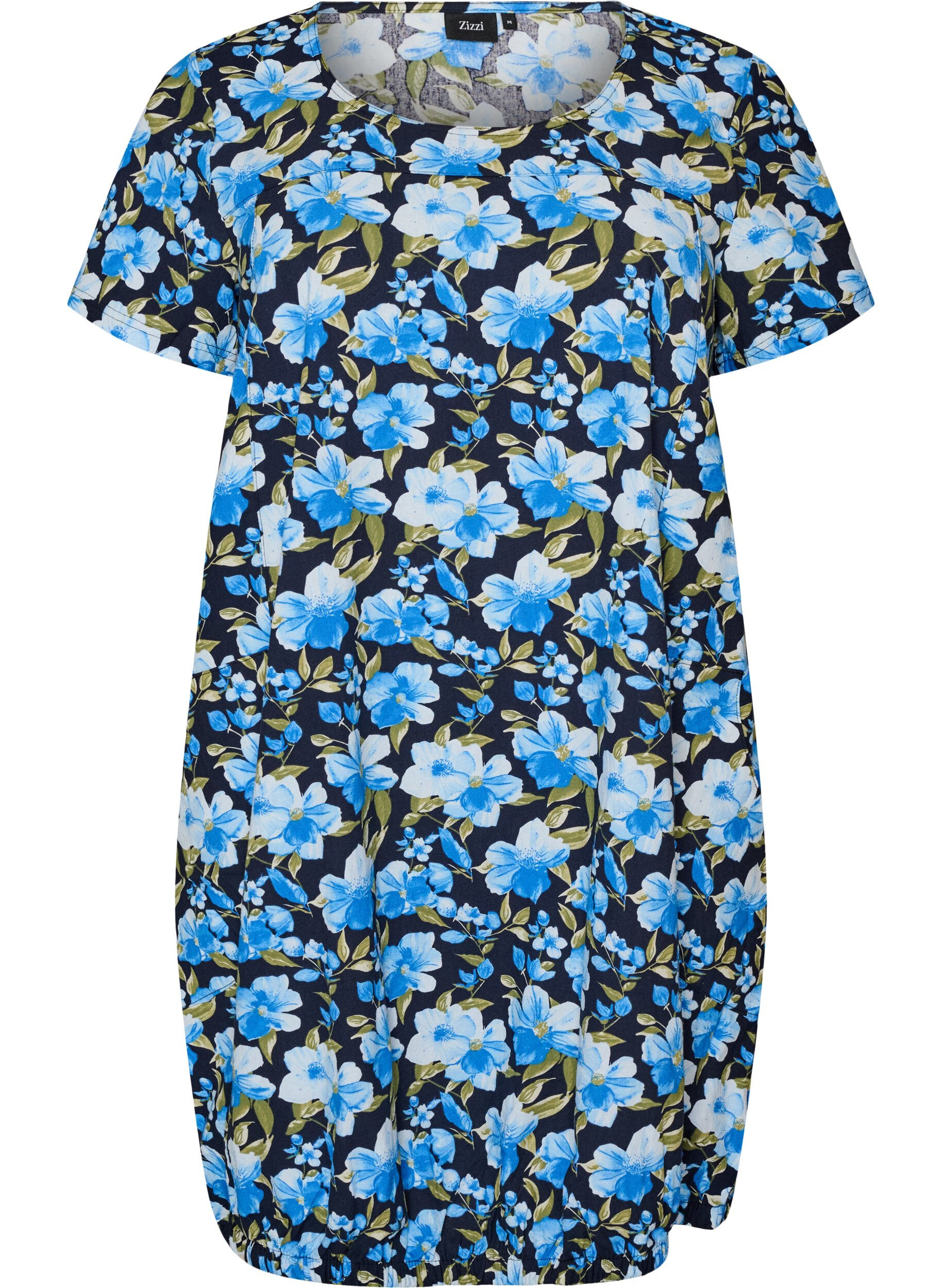Robe en coton imprim&eacute; &agrave; manches courtes