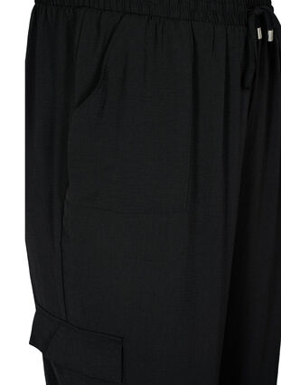 Pantalon cargo de couleur unie avec de grandes poches, Black, Packshot image number 2