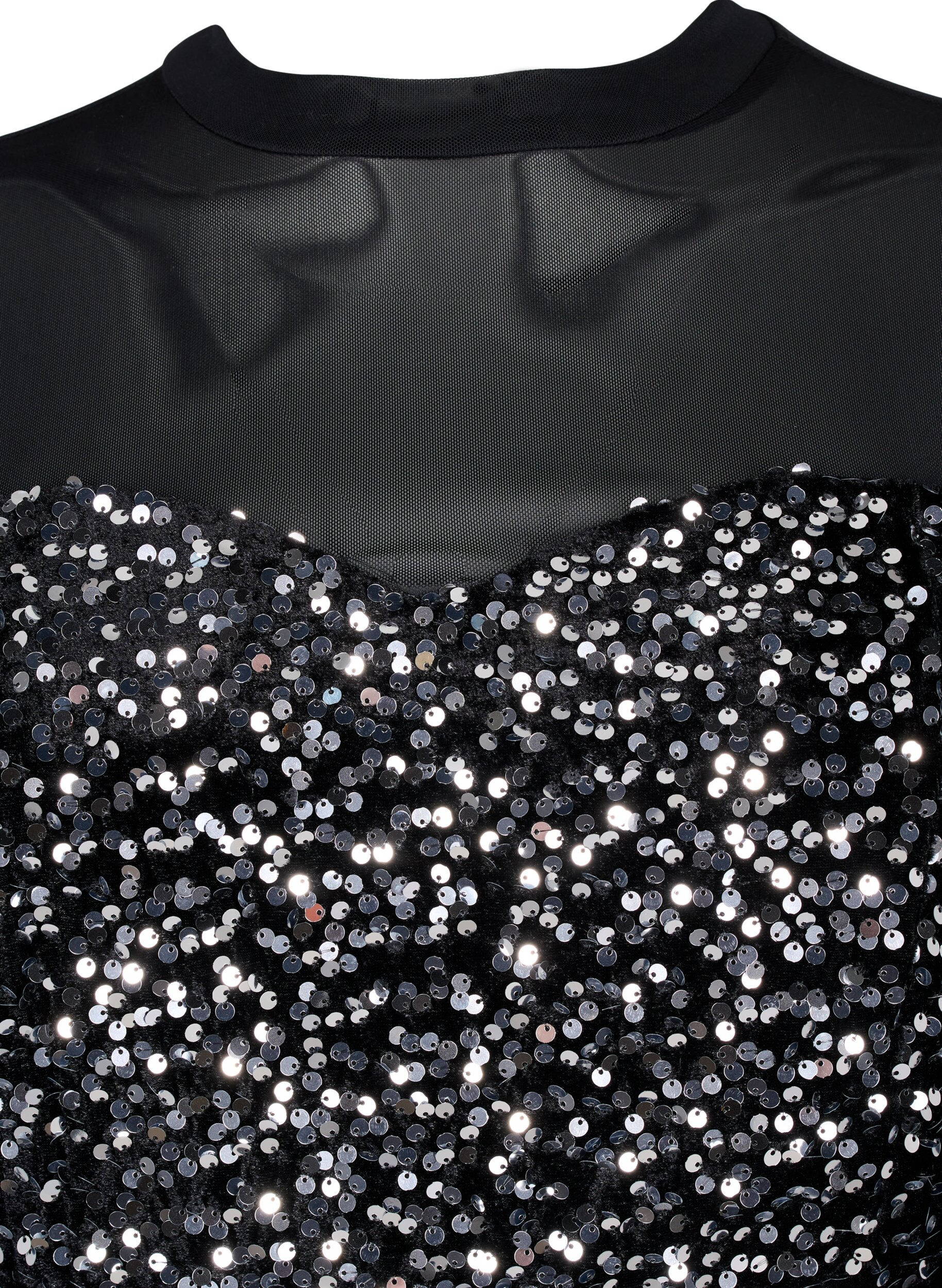 Zizzi Robe &agrave; paillettes, Black w. Silver, Packshot image number 2