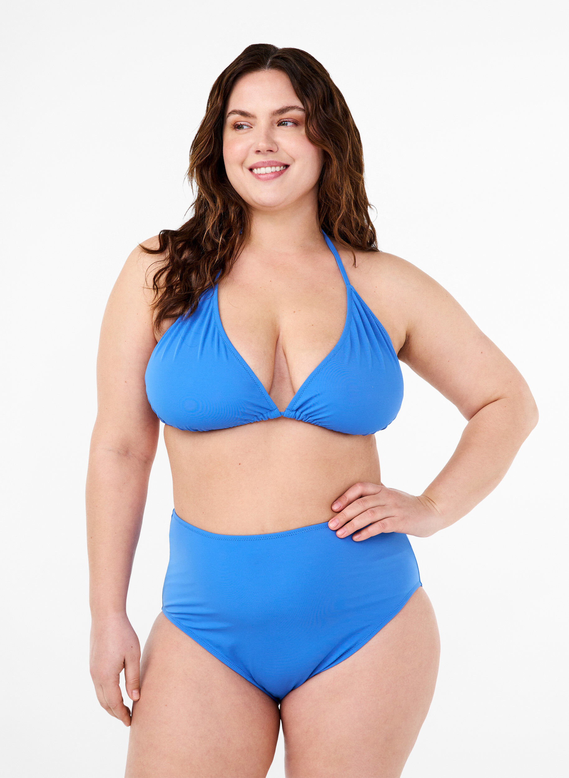 Zizzi Bas de bikinis &agrave; taille haute, Bleu, Model image number 0