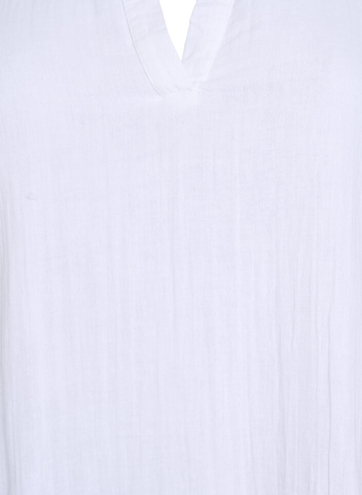 Robe courte &eacute;vas&eacute;e en mousseline de coton, Blanc, Packshot image number 2