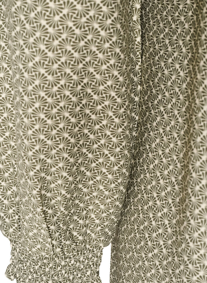 Robe imprim&eacute;e en viscose &agrave; manches longues, Vert Kaki, Packshot image number 3