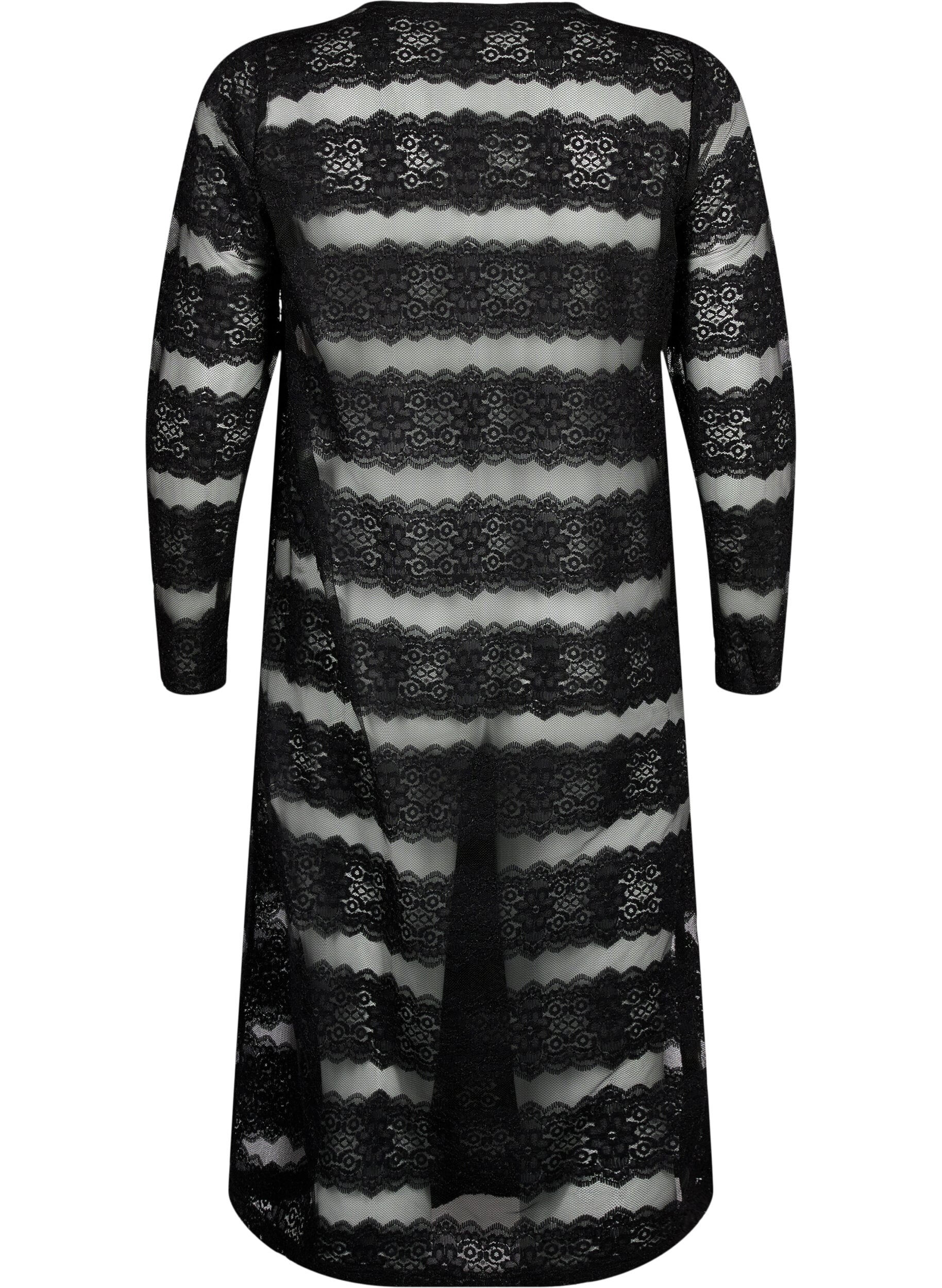 Zizzi Robe mi-longue &agrave; dentelle et mesh, Black, Packshot image number 1