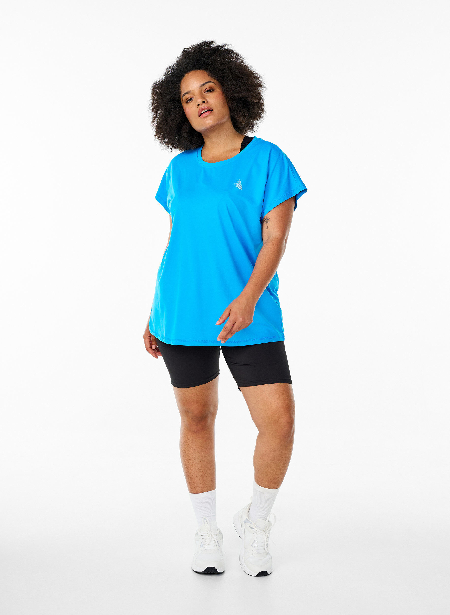 Zizzi T-shirt de sport couleur unie, Bleu, Model image number 1