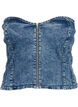 Top corset en denim avec fermeture éclair, Blue denim, Packshot image number 0