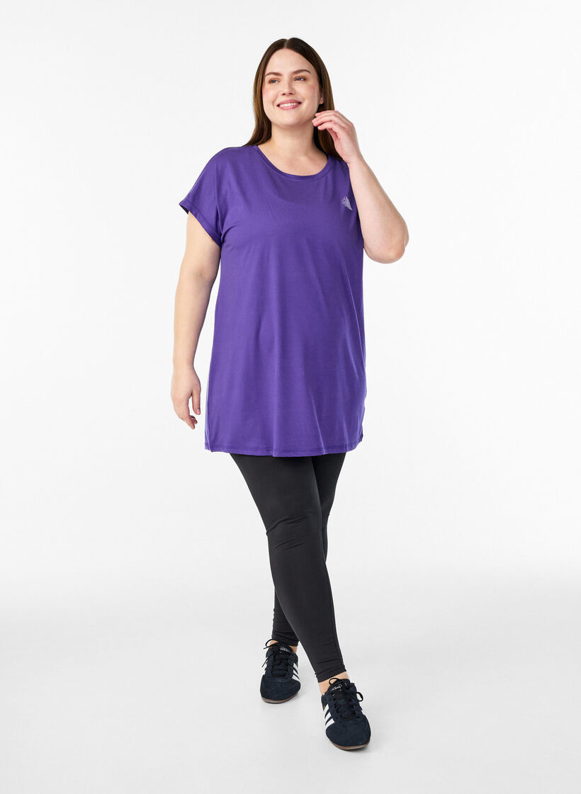T-shirt long d'entra&icirc;nement, Violet, Model image number 1