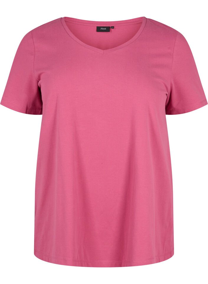 T-shirt basique en coton de couleur unie, Bordeaux, Packshot image number 0