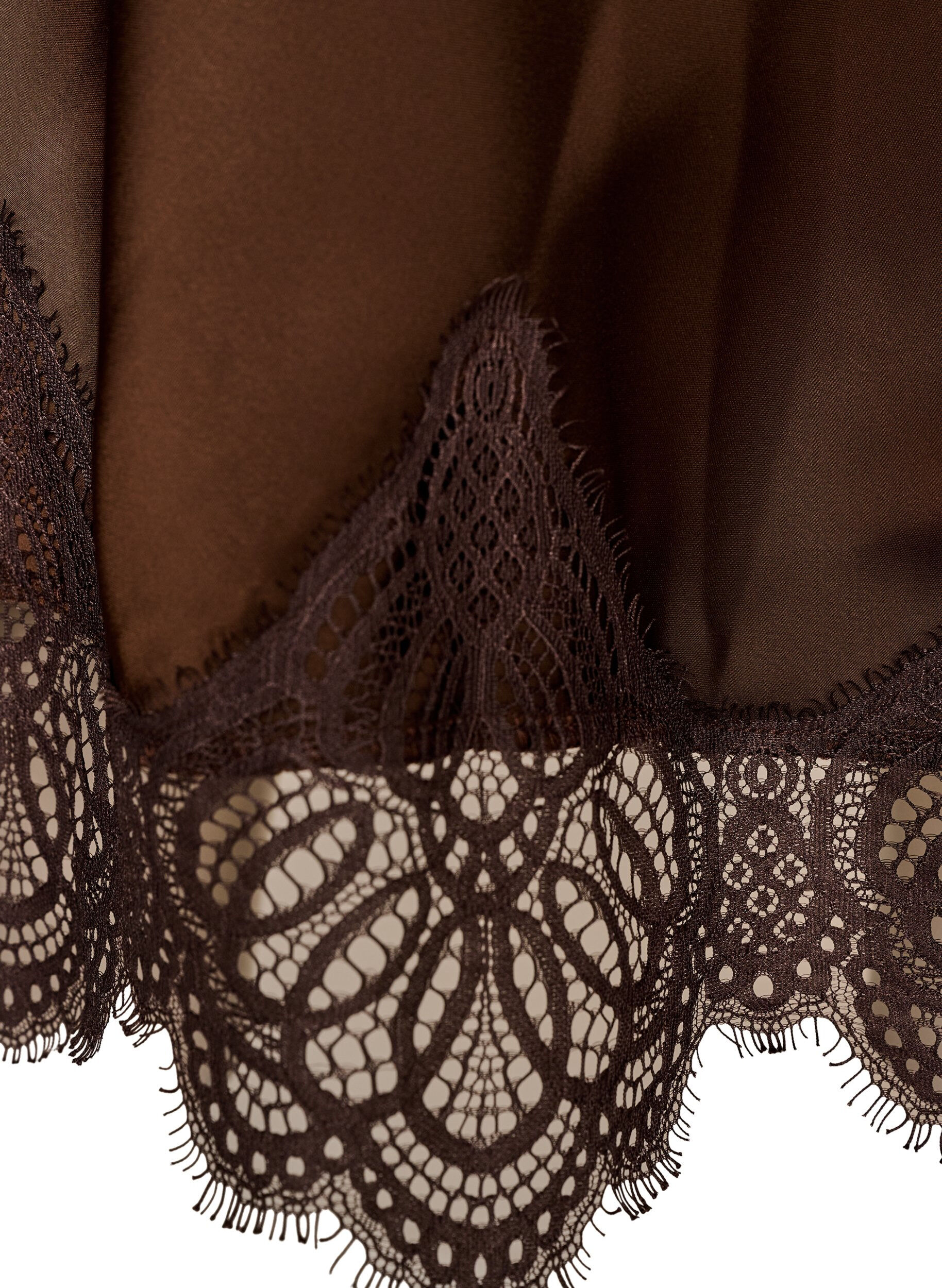 ZizziJupe midi en satin avec bordure en dentelle, Marron, Packshot image number 3