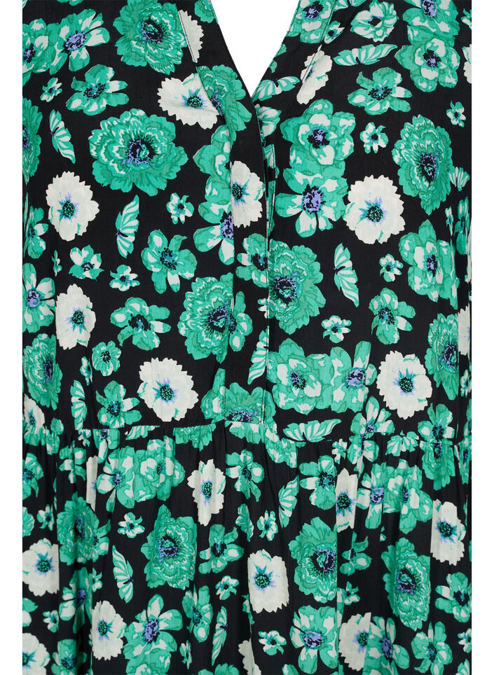 Tunique &agrave; fleurs en viscose, Green Flower AOP, Packshot image number 2