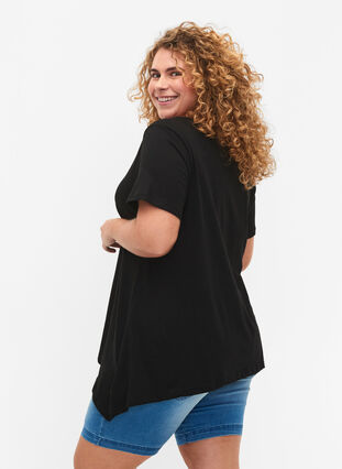 T-shirt en coton à manches courtes, Black SOLD, Model image number 1
