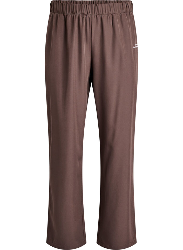 Pantalon de sport taille haute et coupe droite, Marron, Packshot