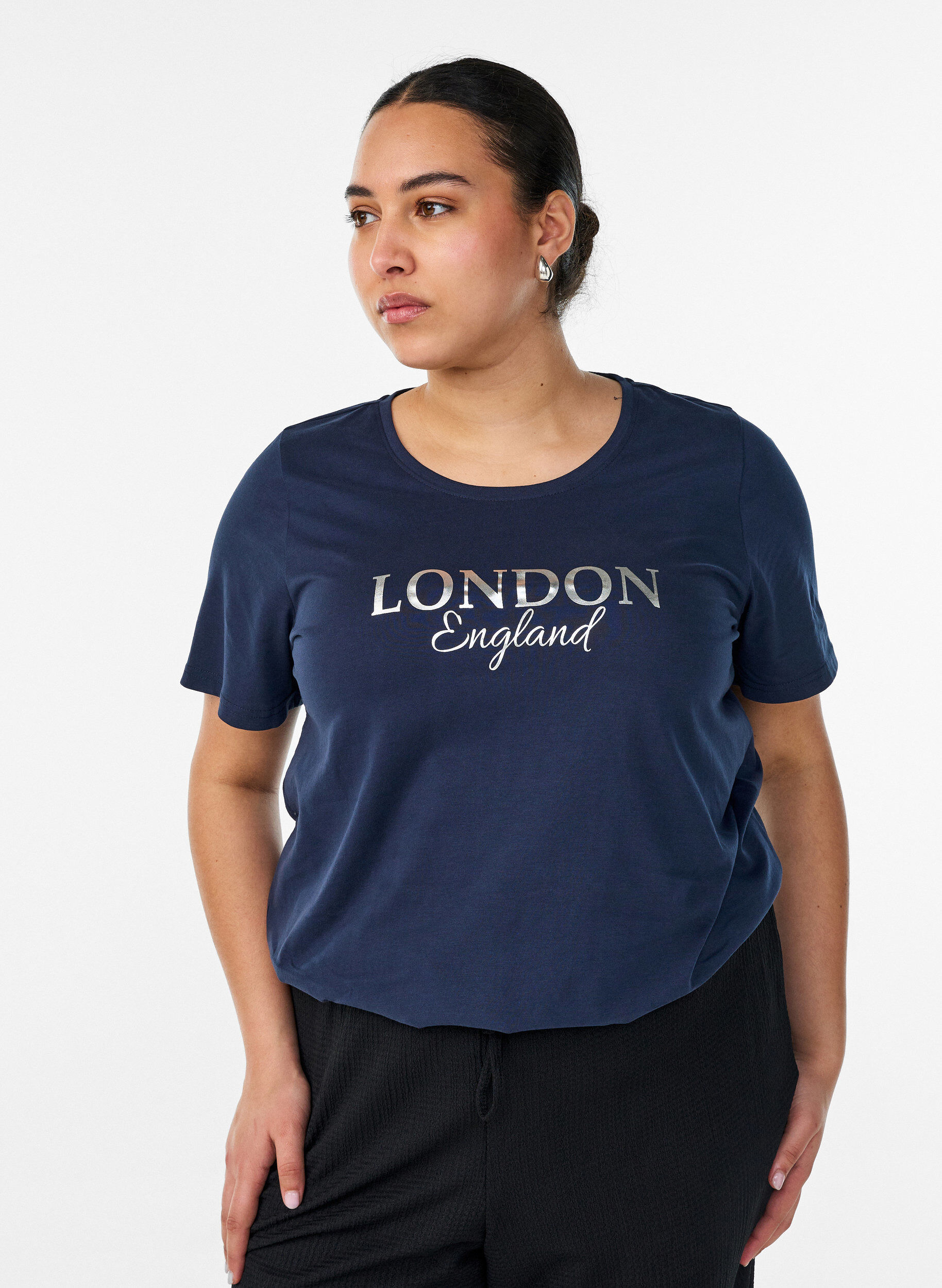 T-shirt imprim&eacute;, Bleu, Model