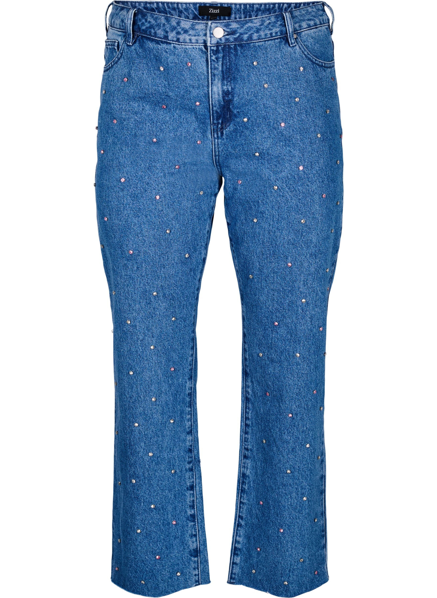 Zizzi Jeans Gemma taille haute avec strass, Bleu, Packshot image number 0