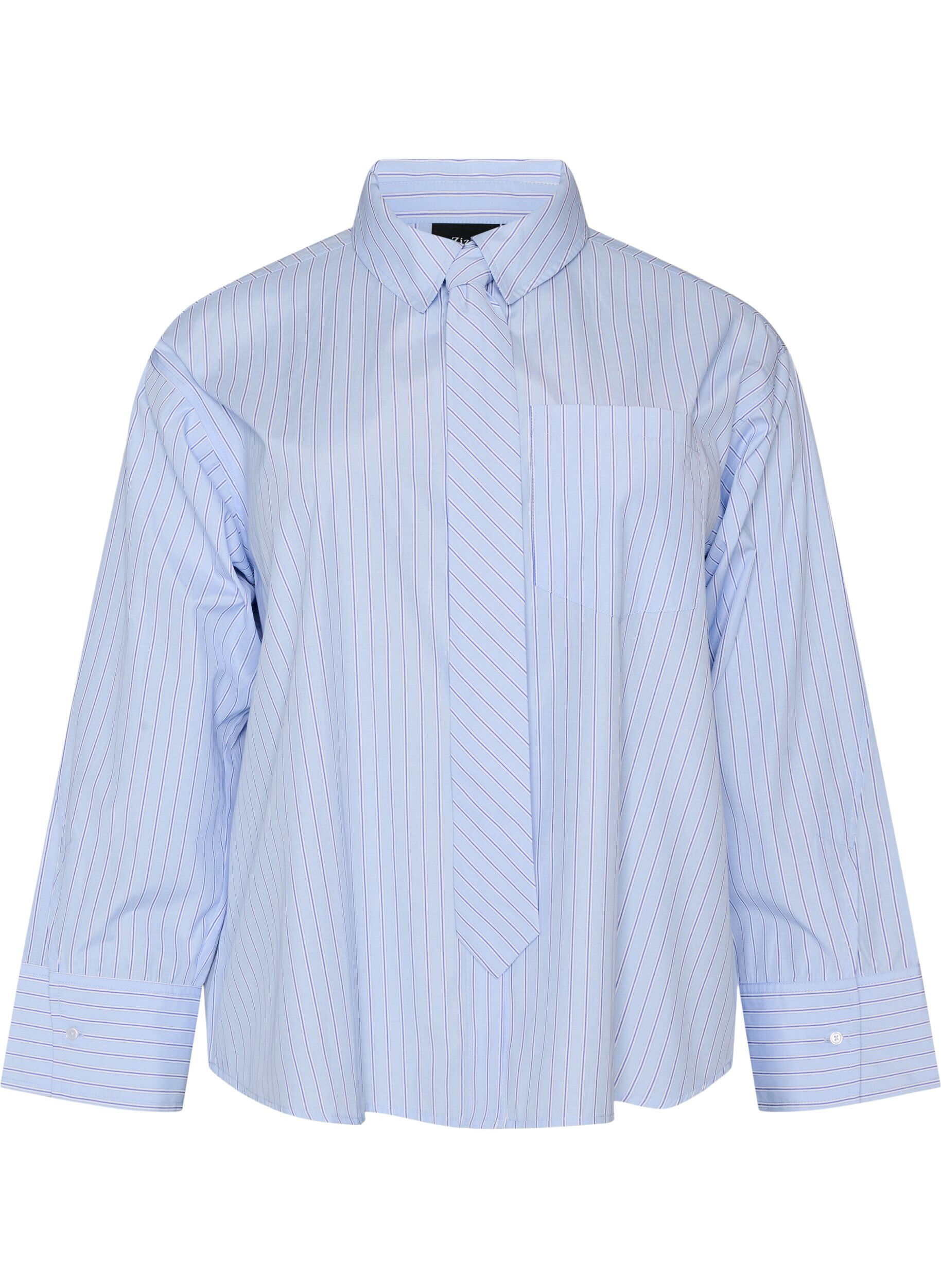 ZizziChemise ample avec lien &agrave; nouer, Bleu Clair, Packshot image number 0