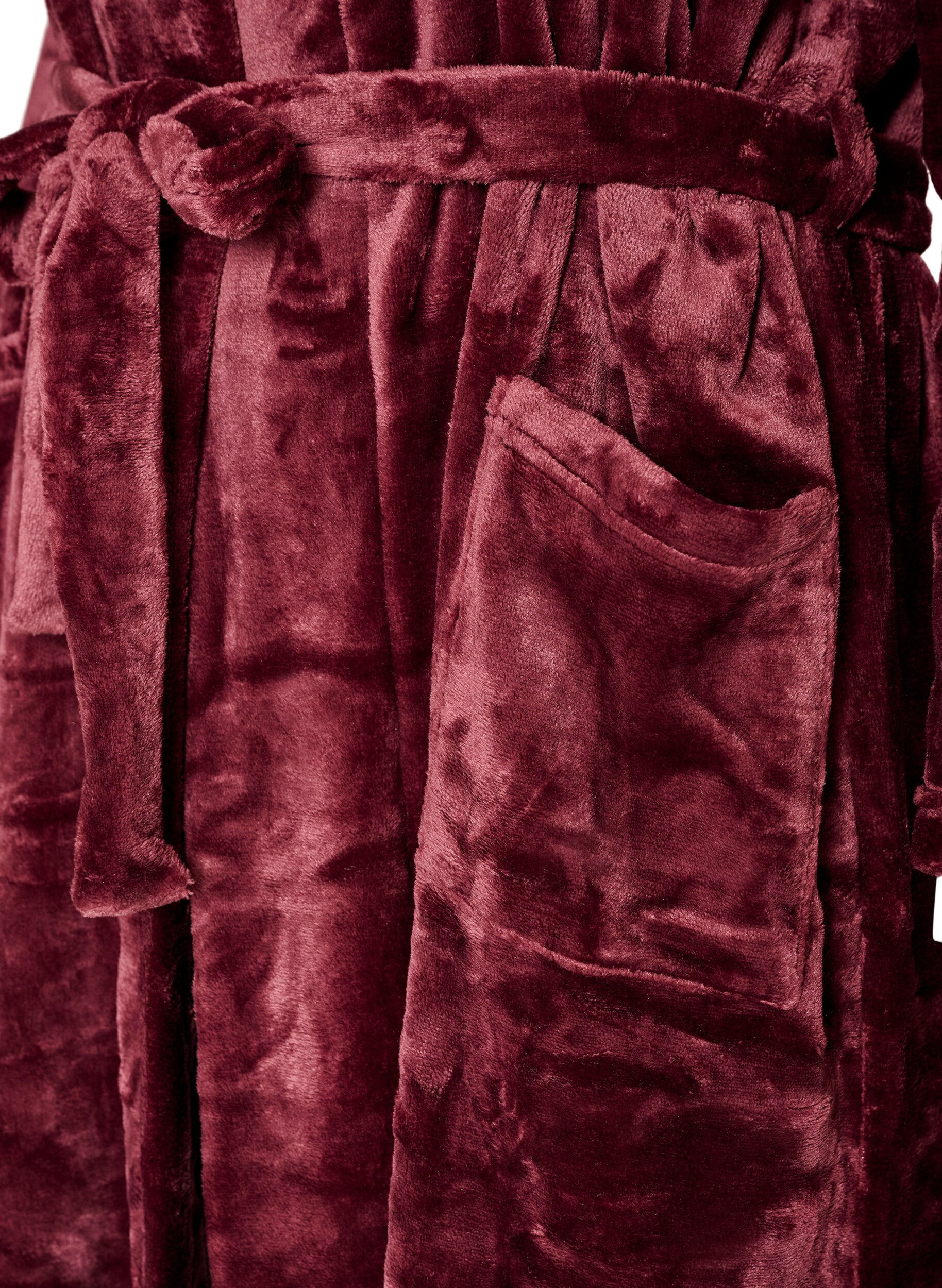 ZizziPeignoir en velours doux avec poches, Bordeaux, Packshot image number 3