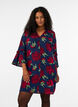 Robe fleurie en viscose avec volants, Bleu, Model image number 0