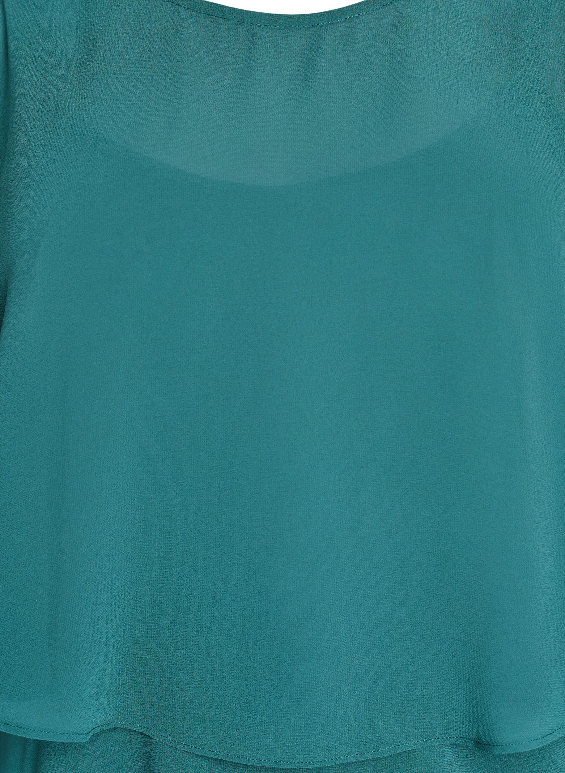 Zizzi Robe maxi avec plusieurs couches de volants et cape amovible, Vert fonc&eacute;, Packshot image number 2