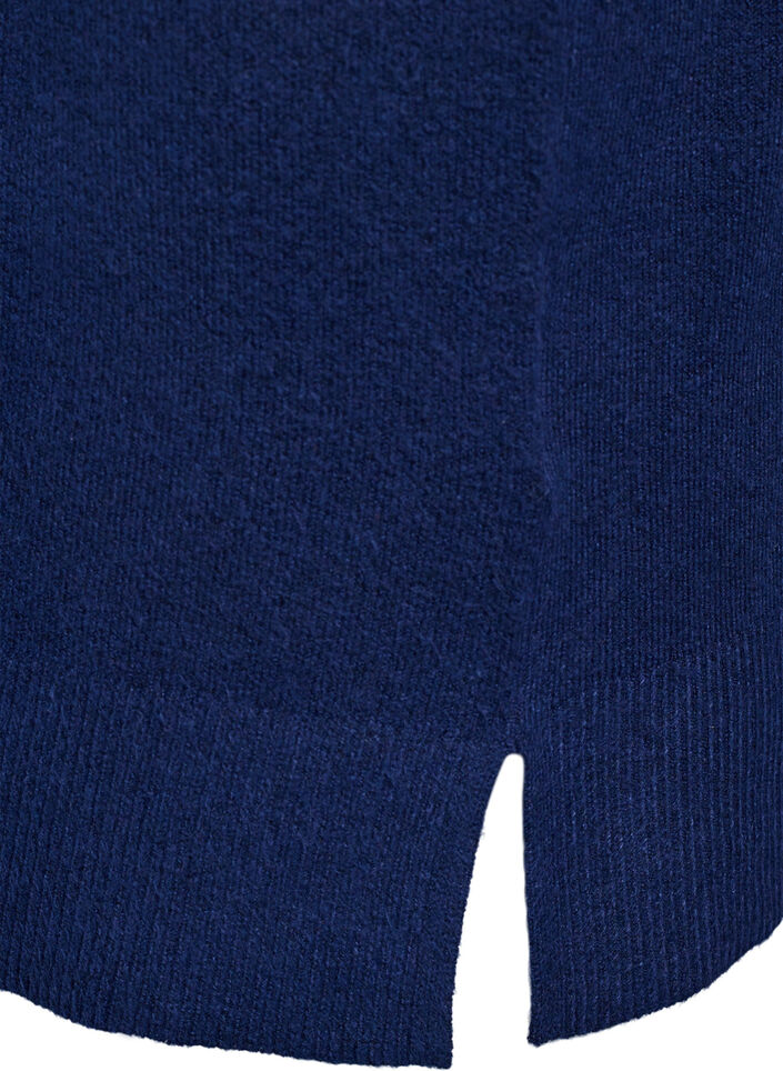 Robe courte en maille avec ourlet ondul&eacute; et fentes, Bleu, Packshot image number 3