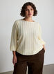 Blouse en jersey textur&eacute; &agrave; la silhouette ballon, Vanille, Model image number 0