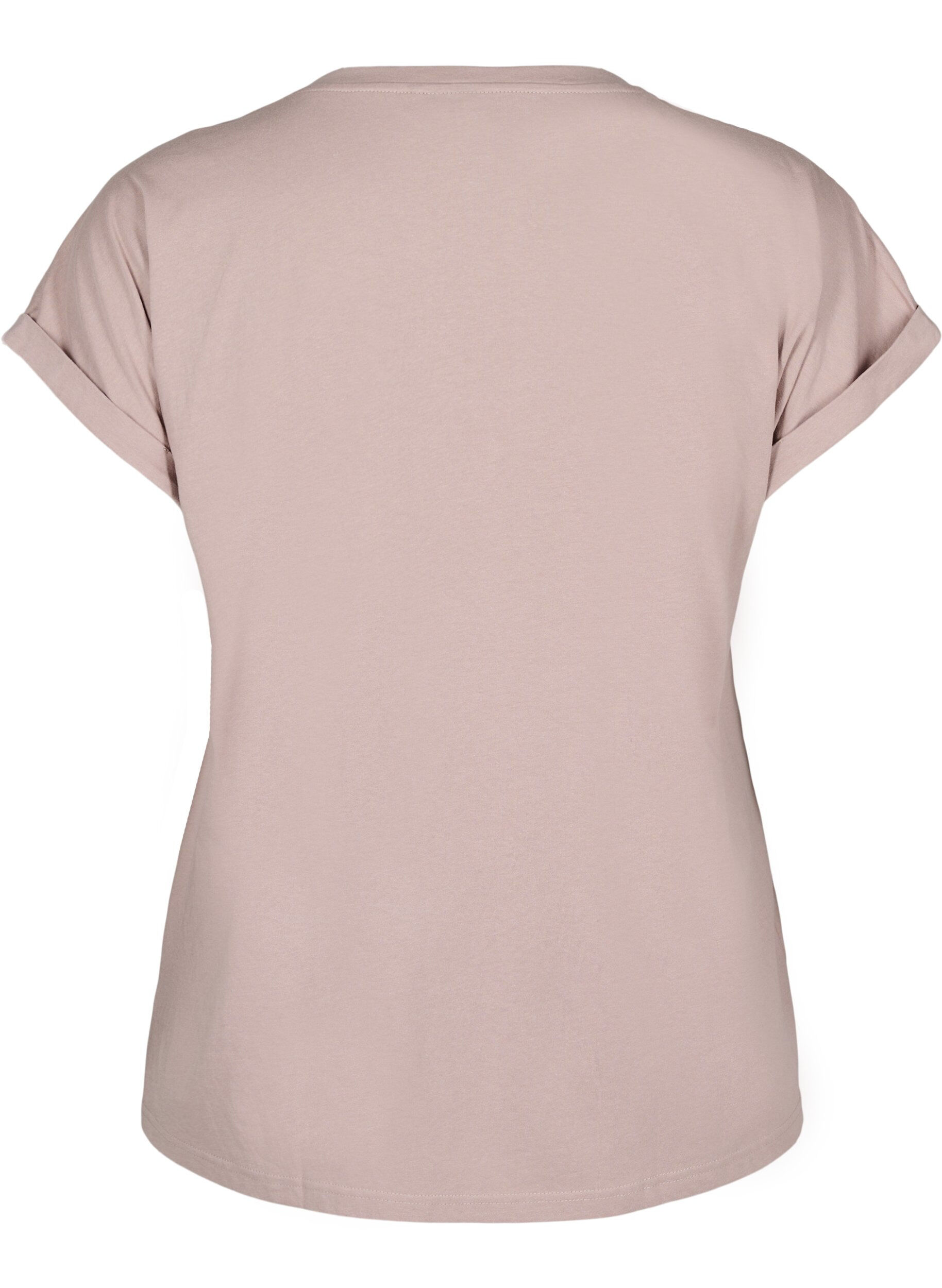 Zizzi T-shirt &agrave; manches courtes en coton m&eacute;lang&eacute;, Rose poudr&eacute;e, Packshot image number 1