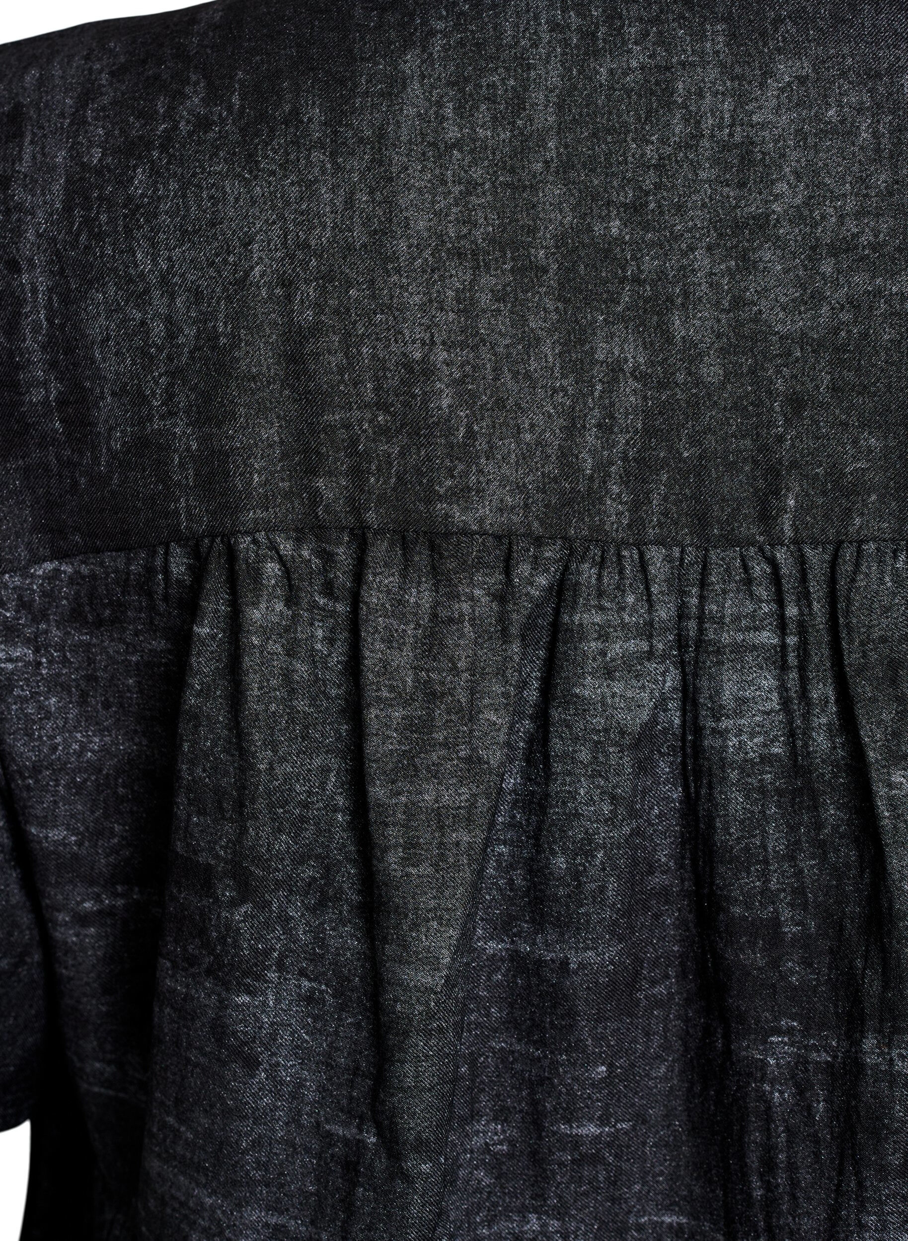 Zizzi Chemisier ample avec col et boutons, Noir, Packshot image number 3