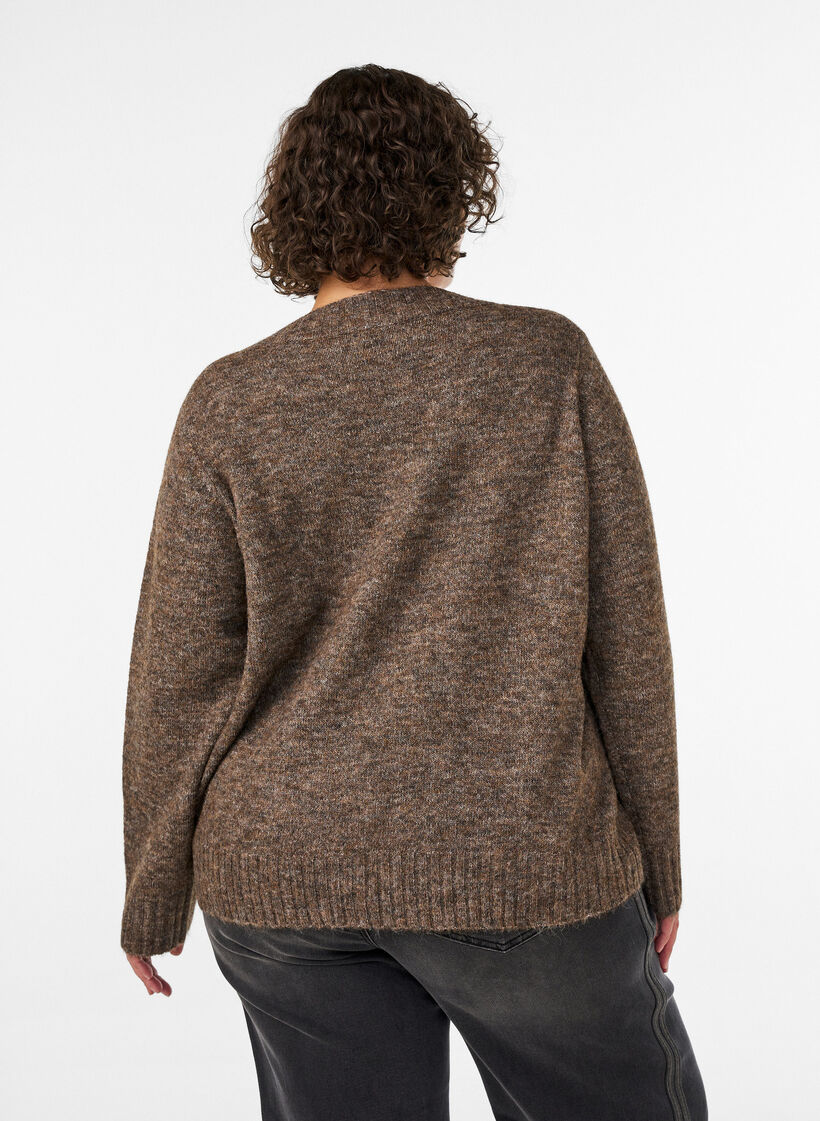 Pull col V, Marron, Model image number 2