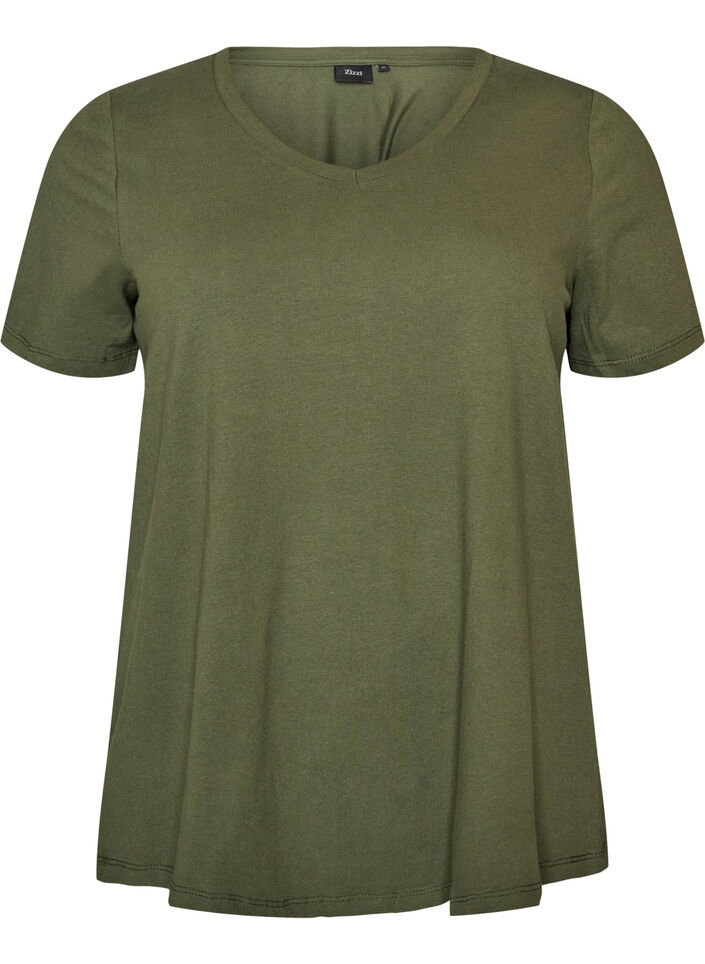 T-shirt Basic uni en coton, Vert, Packshot image number 0