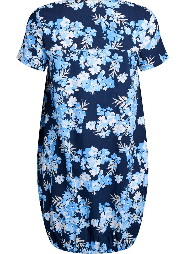 Robe en coton &agrave; manches courtes avec imprim&eacute;, Bleu, Packshot image number 1